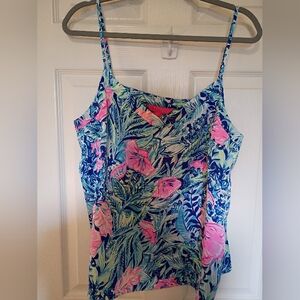 Lilly Pulitzer Pink and Blue Floral Top NWOT XL Killer Price!!
